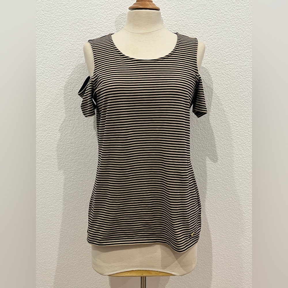 Michael Kors Size M Striped Col Shoulder‎ Tank Top